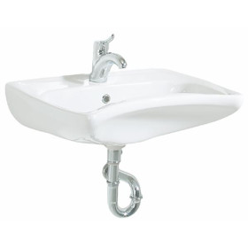 ÉVIER EN CÉRAMIQUE ADAPTÉ AUX FAUTEUILS ROULANTS (60CM) - BLANC