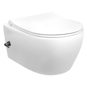 TOILETTE SUSPENDU ALONI RIMOFF AVEC BIDET + ROBINET EAU CHAUDE/FROIDE - BLANC
