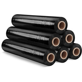 Rouleau de Film Étirable Noir pour Emballage et Déménagement de Colis et Palettes 300M