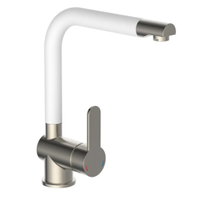 SCHÜTTE RIO mitigeur cuisine avec bec haut, apparence acier inoxydable blanc mat