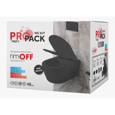 PACK ALONI PRO WC SUSPENDU RIM-OFF + ABATTANT - NOIR MAT