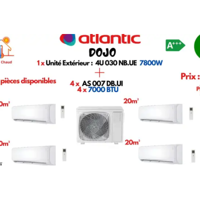 Climatisation et chauffage réversible pack quadri slipt ATLANTIC