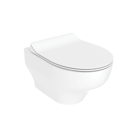 WC suspendu Creavit Ness avec bidet - Chasse d'eau Tornado - Sans rebord - Blanc brillant
