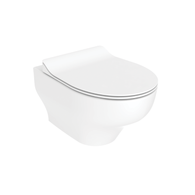WC suspendu Creavit Ness avec bidet - Chasse d'eau Tornado - Sans rebord - Blanc brillant