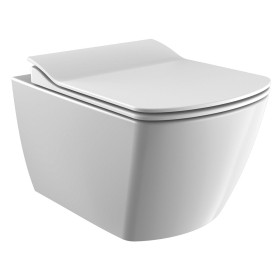 WC SUSPENDU DESIGN RIMOFF AVEC BIDET INOX + FIXATION INVISIBLE - BLANC