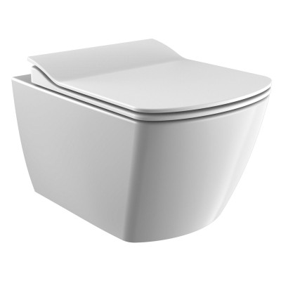 WC SUSPENDU DESIGN RIMOFF AVEC BIDET INOX + FIXATION INVISIBLE - BLANC