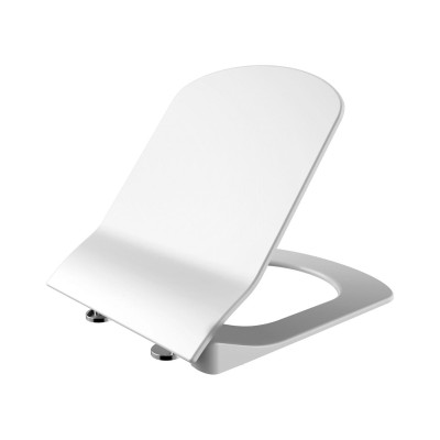 FLAT SIÈGE DE WC DUROPLAST, SOFT-CLOSE AVEC CHARNIÈRES EN INOX - BLANC