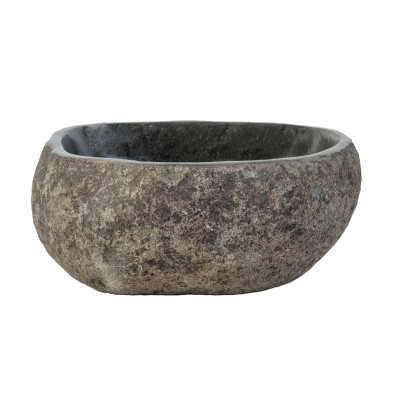 VASQUE EN PIERRE DE RIVIÈRE NATURELLE - GRIS 30-35X15X2CM