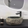 VASQUE EN PIERRE DE RIVIÈRE NATURELLE - GRIS 30-35X15X2CM