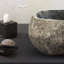 VASQUE EN PIERRE DE RIVIÈRE NATURELLE - GRIS 30-35X15X2CM