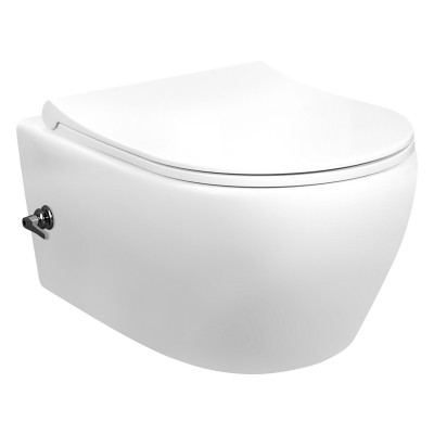 ALONI WC SUSPENDU RIMOFF AVEC BIDET + ROBINET INTÉGRÉ EAU FROIDE - BLANC