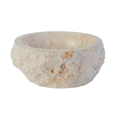 BOL À LAVER EN MARBRE NATUREL ÉRODÉ - CRÈME 30-35x15CM