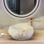 BOL À LAVER EN MARBRE NATUREL ÉRODÉ - CRÈME 30-35x15CM