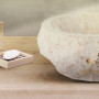BOL À LAVER EN MARBRE NATUREL ÉRODÉ - CRÈME 30-35x15CM