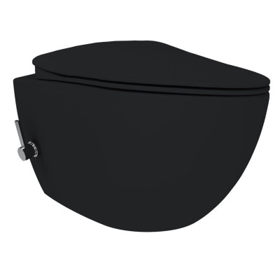 CREAVIT RIMOFF WC SUSPENDU AVEC BIDET EAU CHAUDE/FROIDE - NOIR MAT