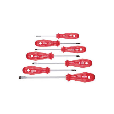 JEU DE 6 TOURNEVIS 3x75mm  5x75mm  6x100mm  PH0x75mm  PH1x75mm  PH2x100mm